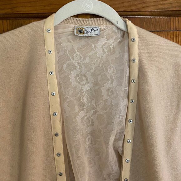 Vintage - Two Cashmere Sweaters with Removable Fur Collar and Rhinestone Accents - Picture 8 of 15